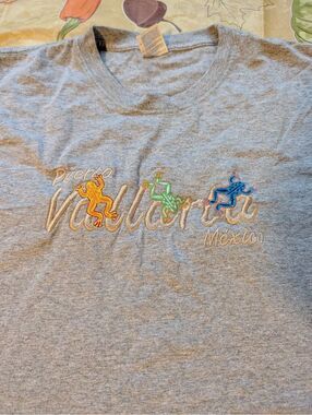 Puerto Vallarta Mexico Embroidered T-Shirt – Gray – Size Large